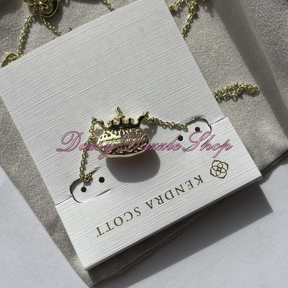 ✨New Kendra Scott Disney Elisa Princess Gold Pendant Necklace Pink Iridescent✨